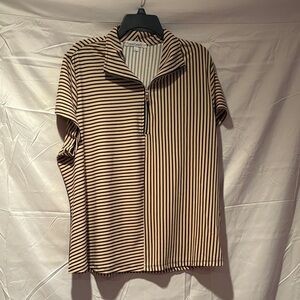Striped women s Shirt - Black and Tan